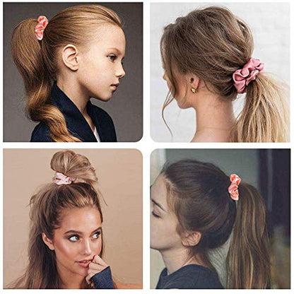 50 PCS Satin Hair Scrunchies for Curly Hair Silk Scrunchies for Hair | Satin Hair Accessories for Girls Scrunchy Hair Tie Ropes for Teens Hair Accessories with Gift Bag