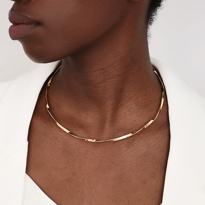 Choker Collar for Women 14K Gold Plated Silver Stainless Steel Metal Collar Choker Necklaces Statement Necklace for Women - color: A