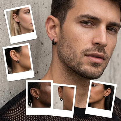 Stainless Steel Hoop Earrings for Men 3 Pairs | Small Huggie Earrings Minimalist Piercing Huggie Earrings Lightweight Cartilage Sleeper Jewelry