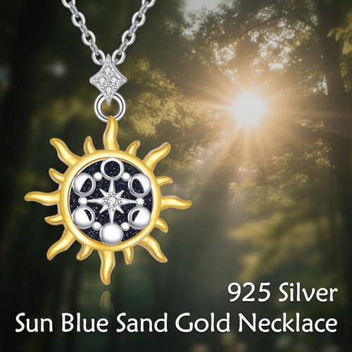Saturn Planet/Sun Moon and Star Necklace 925 Silver Sterling Galaxy Pendant Necklaces Celestial Jewelry Birthday Jewelry for Her Women Astronomy Lovers Gifts - style: Sun,Moon and Star Necklace