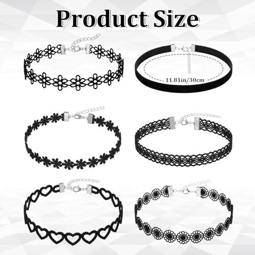 Gothic Choker Necklace for Women Black Choker Necklace Lace Chokers 90s Outfits for Women