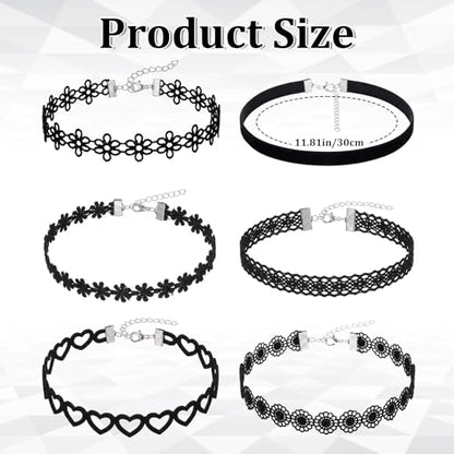 Gothic Choker Necklace for Women Black Choker Necklace Lace Chokers 90s Outfits for Women