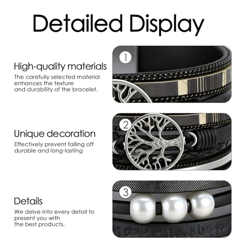 Leather Wrap Bracelets for Women, Boho Leopard Multi-Layer Crystal Beads Cuff Jewelry - color: J-Warp-002