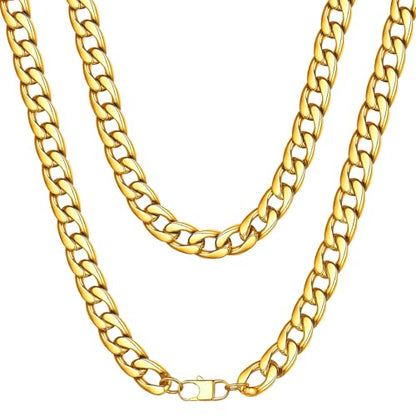 ChainsHouse Cuban Link Chain Necklace Men Women, 5/9/12/15mm Width, Stainless Steel/14K Gold Plated Cuban Necklace, 14"-30" Length, with Gift Box - color: L: Cuban-15mm-gold, size: 30.0 Inches