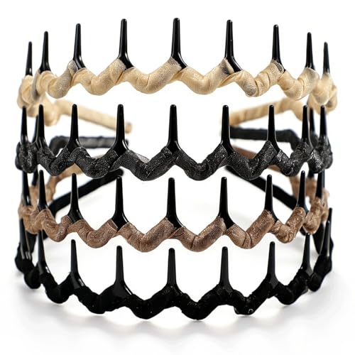 STHUAHE4PC Multicolor Protection Resin Teeth Comb Hair Hoop Hairband Headband Hair Accessories for female by Beauty hair (Brown, khaki, dark gray, black) - color: Brown, khaki, dark gray, black