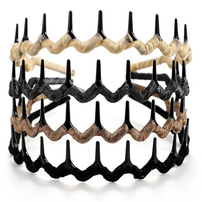 STHUAHE4PC Multicolor Protection Resin Teeth Comb Hair Hoop Hairband Headband Hair Accessories for female by Beauty hair (Brown, khaki, dark gray, black) - color: Brown, khaki, dark gray, black