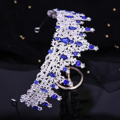 Tiaras and Crowns for Women Crystal Princess Tiaras Rhinestone Queen Crowns For Wedding Bridal Birthday Prom Pageant Party (Tiara 100) - color: Dark Blue
