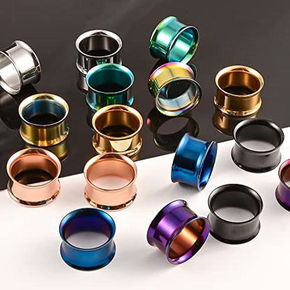 DOEARKO Set of 16 pcs Large Double Flare Ear Gauges 316L Stainless Steel Hypoallergenic Ear Plugs Tunnels Gauges for Ears Expander Body Jewelry - size: 19mm(3/4")