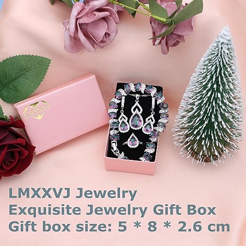 LMXXVJ Women Jewelry Set Platinum Plated Necklace Open Ring Earrings Bracelet Set,Birthday/Anniversary Mother’s Day Jewelry Gifts for Mom/Wife/Sister/Best Friend - color: KKJ-Multicolor