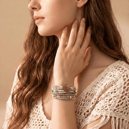 Wakami Charm Bracelet Stack Beaded Stackable Bracelets for Women - color: Antigua | 6.5IN