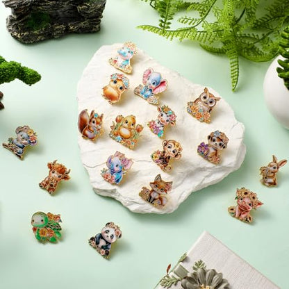 30/60 Pcs Cute Enamel Pins Bulk Plant Flower Animal Halloween Gothic Fall Pumpkin Cartoon Lapel Pin Brooches Jewelry Gift for Backpack Clothes Hats Accessories - style: Animal
