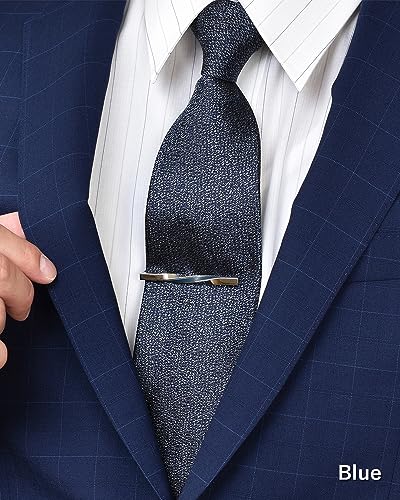 [TAVARAT] Tie Clip Tie Clips for Men Genuine Leather Silver Tie Bar Tie Pin Tps-078 - style: blue