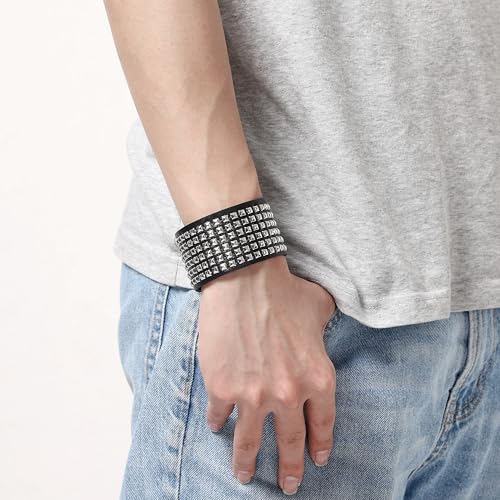 Mens Bracelet Braided Leather Punk Rock Cuff Bracelets Wrap Bracelet for Men Women Black - color: G