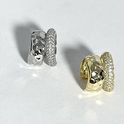 Ear Cuffs Non Piercing Aretes De Mujer Gold Chunky Earrings for Women Clip On Earrings Non Tarnish Gold Earrings Gifts Trendy Stuffers - color: 2PCS Double Chunky Ear Cuff