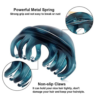 4" Large Hair Claw Clip-Acrylic Strong Holding Power Hair Clips Hairgrip for Women and Girls Hair Barrettes for For Thick Hair (C-Lake Green) - color: C-Lake Green