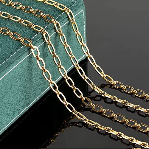 UMAOKANG Gold Plated Necklace Chains for Jewelry Making, 304 Stainless Steel Paperclip Chain Bulk with Lobster Clasps and Open Jump Rings Jewelry DIY Supplies - color: Gold Rolo