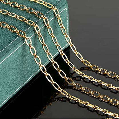 UMAOKANG Gold Plated Necklace Chains for Jewelry Making, 304 Stainless Steel Paperclip Chain Bulk with Lobster Clasps and Open Jump Rings Jewelry DIY Supplies - color: Gold Rolo