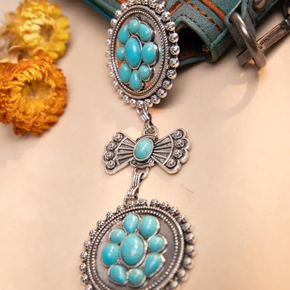 Montana West Rustic Couture's Turquoise Western Concho Chain Belt for Women | Large Western Cowgirl Metal Adjustable Boho Body Chain Belt for Dresses Jeans Country Concert - color: Turquoise