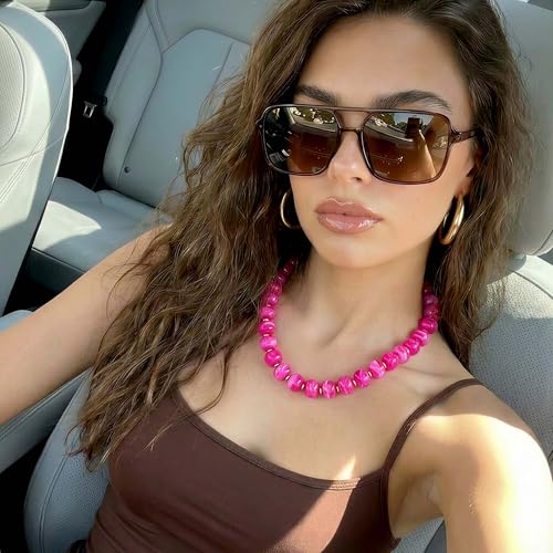 Chunky Beaded Necklace for Women, Colorful Trendy Statement Summer Jewelry Gift - color: necklace-31