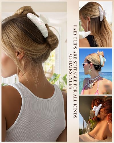 Molans 3PCS Hair Claw Clips Acrylic Clamps for women - Non-slip Strong Hold Barrettes for Thin Thick Hair, Medium hair clips Accessories - color: green/white/purple