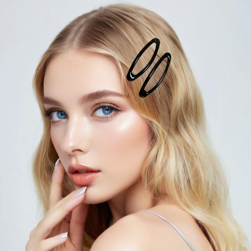 16 Pieces Hair Clips for Thick Hair 2.8 Inch Oval Shape Black XL Hair Clips for Women Metal Snap Non-Slip Hair Grips Hair Accessories - color: Black