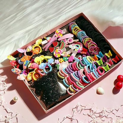 YANRONG Hair Accessories Set (1189PCS) - Candy Colors Eco-friendly Nylon Hair Ties, Disposable Rubber Bands, Hair Bands, and Hair Clips for Women and Girls - Pink - color: Pink