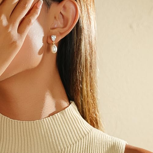 Gold Earrings for Women Trendy, Dainty Dangle Earrings 14K Gold Plated Drop Earrings Cute Wedding Earrings Fashion Prom Bridal Jewelry Gifts - color: Gold-A6