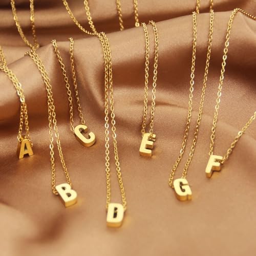 Small Initial Necklace 18K Gold Plated Stainless Steel Tiny Letter Necklace Personalized Monogram Name Necklace for Women - style: Gold G