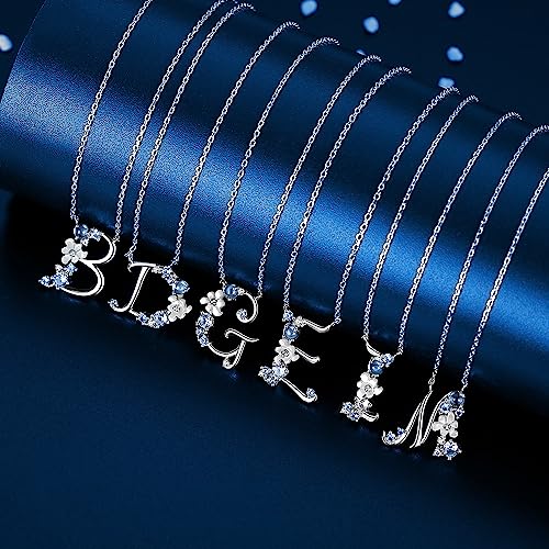 VIKI LYNN Initial Necklace for Women 925 Sterling Silver Initial A to Z Letter Pendant Necklace with Blue Flower Cubic Zirconia Birthday Engagement Gift for Women,Mom, Couple - style: Letter K