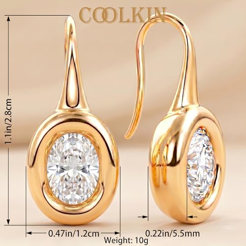 14K Gold & Silver Plated Trendy Bezel Set Cubic Zirconia Drop Earrings Minimalist Teardrop Hook Earrings for Women Diamond Crystal Charm Statement Teardrop Earrings Jewelry Gifts - color: Gold-Elliptical zircon