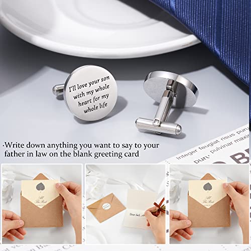 Jeka Father of The Bride/Groom Wedding Gifts Tie Bars & Cufflinks | Wedding Tie Bar & Cufflinks Set for Men, Father of the Bride, Father of the Groom, Father-in-Law Gifts - style: Father of The Groom-Silver