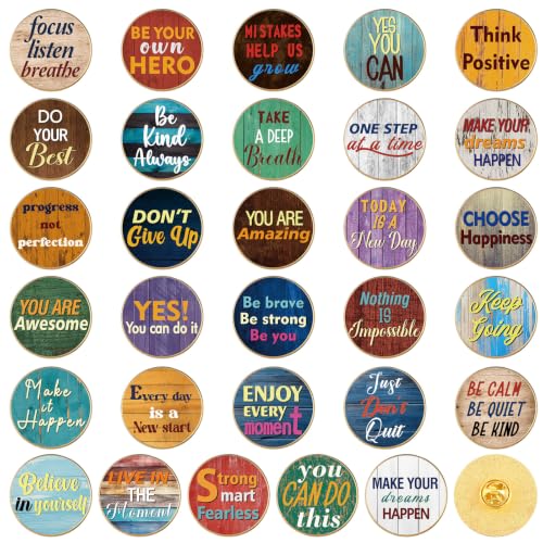 Landical 30/60 Pcs Cute Enamel Pins Bulk Plant Flower Animal Halloween Gothic Fall Pumpkin Cartoon Lapel Pin Brooches Jewelry Gift for Backpack Clothes Hats Accessories - style: Motivational