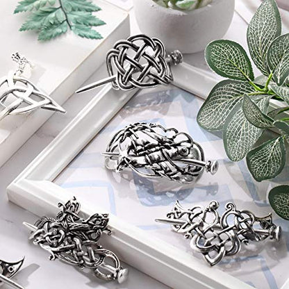 Syhood 6 Pieces Retro Silver Viking Celtic Alloy Hair Clips - Hair Accessories for Women Girls - style: Retro