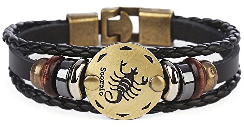 Punk Alloy Leather Bracelet for Constellation Braided Rope Bracelet Bangle - style: Scorpio