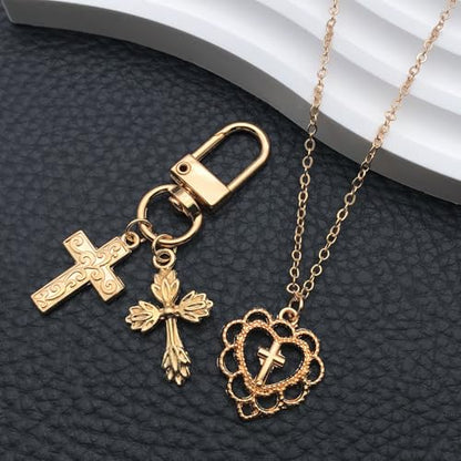 WOCRAFT 60pcs KC Gold Cross Bracelet Charms for Jewelry Making Sets DIY Necklace Bracelet Keychain Crafting Charms Kit Craft Supplies (SN908) - color: KC Gold, size: Cross Charms