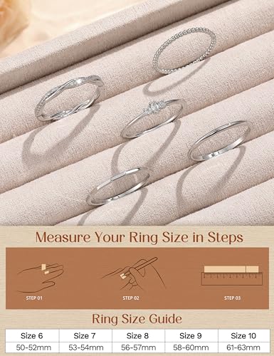 CASSIECA Non Tarnish Gold Rings for Women Dainty Marquise Stack Rings Set | 14K Gold Plated,Stackable Ring Set,Thin Thumb Wedding Band Ring,Marquise Engagement Statement Ring,Waterproof,Jewelry Gifts - color: Silver