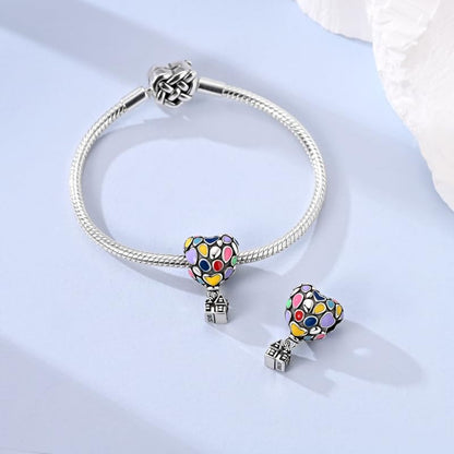 925 Sterling Silver Charms for Bracelets and Necklaces Beads Jewelry Charms for Women - color: Heart Hot Air Balloon House Charm