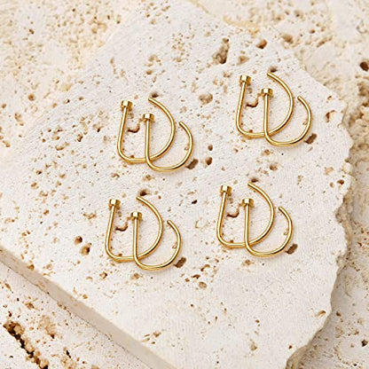 20G Nose Rings Piercing Jewelry Screw Hoops Hypoallergenic for Women Men - color: Gold D Shape,20G 8mm+10mm