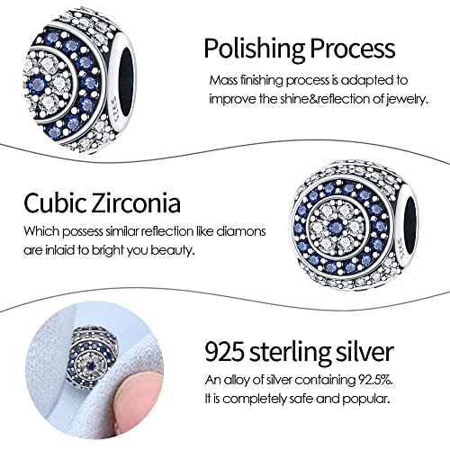Pandach 925 Sterling Silver Charms for Bracelet&Necklace Dangle Pendant Bead with 5A Cubic Zirconia Stones,Jewelry Beads Gifts for Women - style: Devils Eye Series Charms