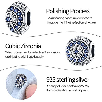 Pandach 925 Sterling Silver Charms for Bracelet&Necklace Dangle Pendant Bead with 5A Cubic Zirconia Stones,Jewelry Beads Gifts for Women - style: Devils Eye Series Charms