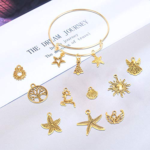 SANNIX 200Pcs Gold Charms Bulk Antique Gold Charms for Jewelry Making | Charm Bracelet Necklace Earrings DIY Craft Making - color: Gold