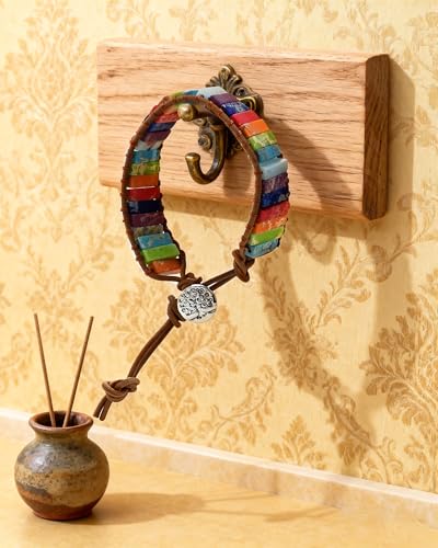 Boho Leather Wrap Bracelet for Women Handmade Colorful Natural Stone Beaded BraceletAdjustable Bohemian Beach Vacation Jewelry Gift