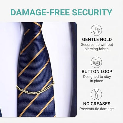 3 Packs Tie Chain for Men Fashion Necktie Clips and Chains Mens Accessories with Ring Clasps for Suits Neckties Vests and Trousers Elegant Tie Pins and Tacks for Business and Wedding Wear