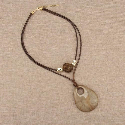 Bohemian Necklaces for Women Long Leather Necklace with Large Pendant Chunky Boho Hippie Jewelry Pendant Chocker Necklace - style: Bohemian Chunky Necklace