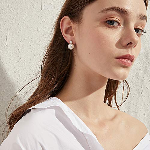 Han han Pearl Stud Earrings for Women 925 Sterling Silver, Pearl Jewelry Gift for Women 8MM-13MM - style: A- Large Pearl Studs 13mm