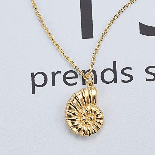 18K Gold Plated Stainless Steel Bee Honeycomb Pendant Necklace, Adjustable Y Lariat Conch/Guitar/Horseshoe Necklace for Women - color: Gold, style: Conch