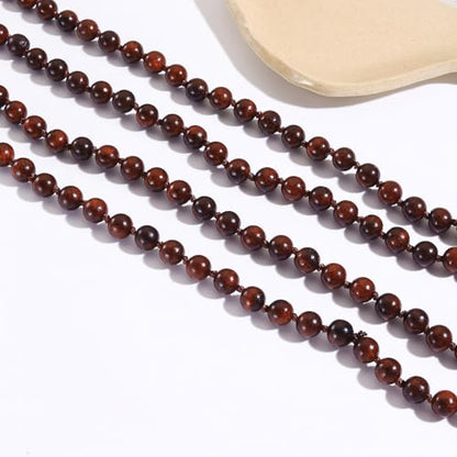 Firstmeet Fashion Natural Round Wood Beads 60'' Long Strand Art Deco Necklace for Women - color: Red XT