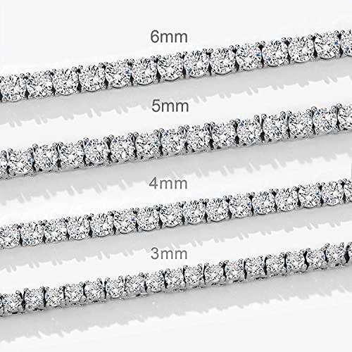 Michooyel Tennis Bracelet Iced Out Bracelet Prong-Setting 5A Cubic Zirconia Bracelet for Women 3mm 4mm 5mm 6mm, 6/7/8/9 Inches - color: White Gold, size: 7 Inches, style: 4MM