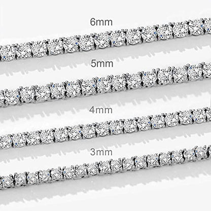 Michooyel Tennis Bracelet Iced Out Bracelet Prong-Setting 5A Cubic Zirconia Bracelet for Women 3mm 4mm 5mm 6mm, 6/7/8/9 Inches - color: White Gold, size: 7 Inches, style: 4MM