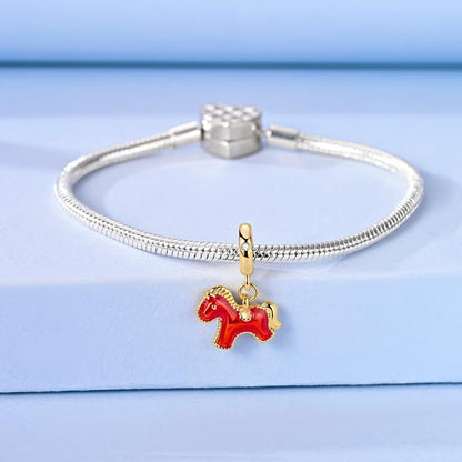 Gold Flower Family Charms for Bracelet Bead Charm for Women Jewelry Present - style: Golden Horse Charms